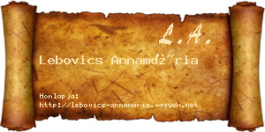 Lebovics Annamária névjegykártya